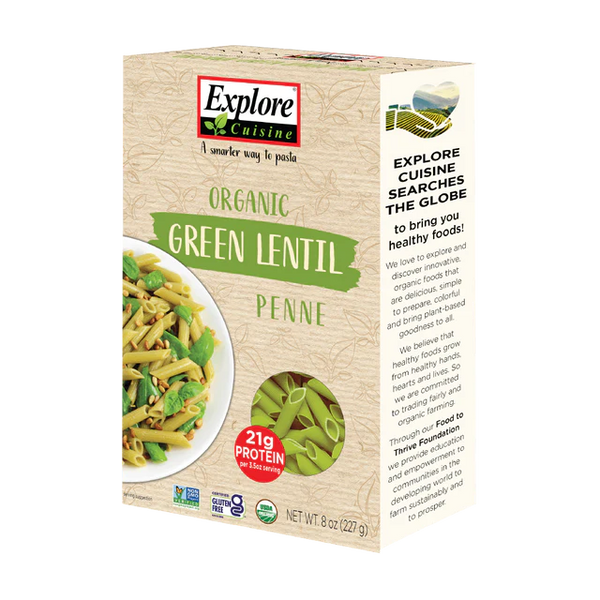Explore Cuisine Organic Green Lentil Penne Pasta