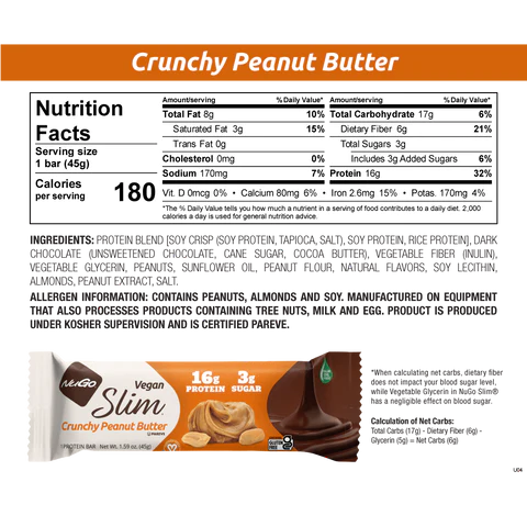 Nugo Slim Crunchy Peanut Butter Bars - 3 PACK