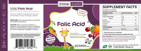 O`Vita Gummy Kosher Folic Acid 800 mcg