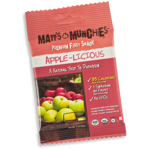 Matts Munchies Premium Fruit Snacks - Apple-Licious ~ CASE Of 12 ~