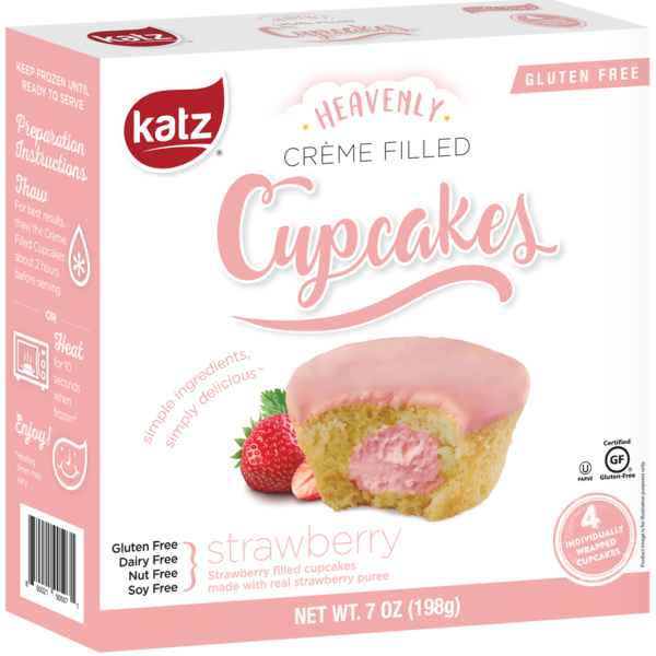 Katz Gluten Free Strawberry Heavenly Crème Filled Cupcakes