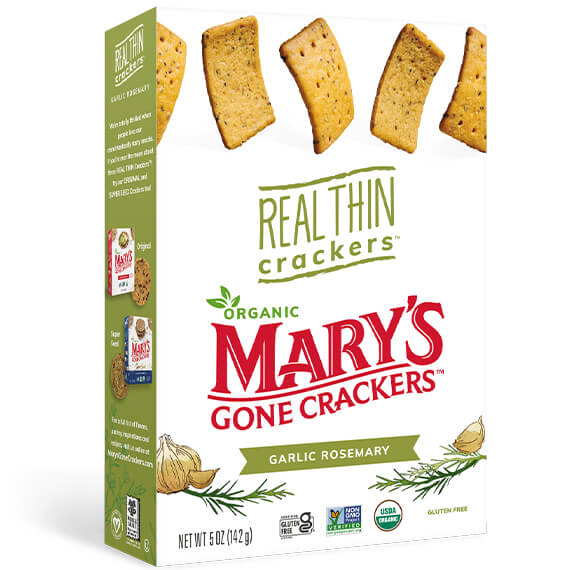 Marys Gone Crackers Organic Garlic Rosemary Thins