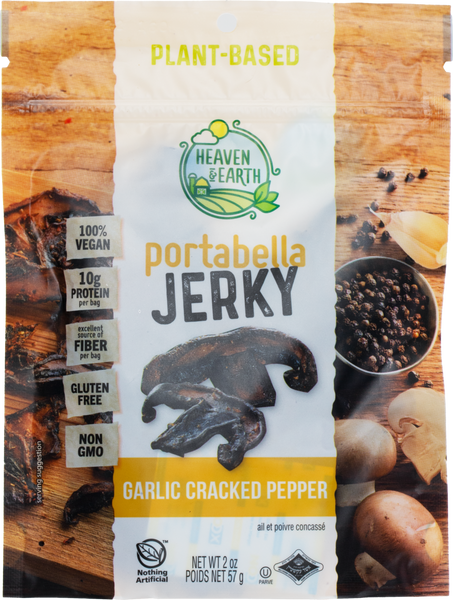Heaven & Earth Garlic Cracked Pepper Portabella Jerky