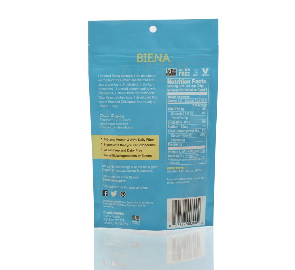 Biena Rockin' Ranch Chickpea Snacks 5 Oz High Protein & Fiber Snack
