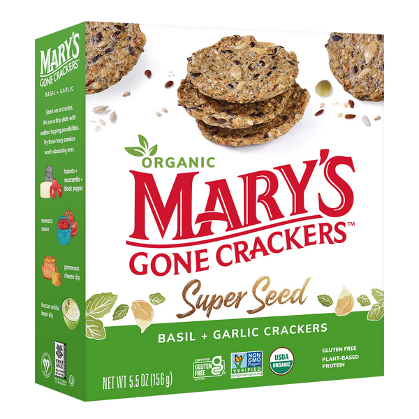 Marys Gone Crackers Super Seed Basil & Garlic