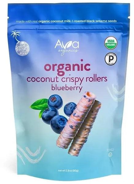 Ava Organics Coconut Crispy Rollers - Blueberry