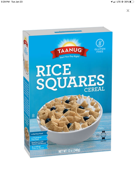 Taanug Gluten Free Rice Squares Cereal