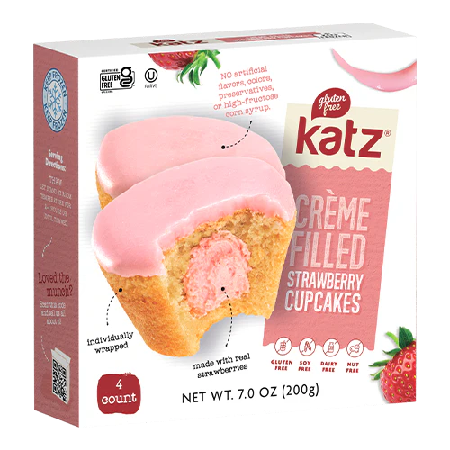 Katz Gluten Free Strawberry Heavenly Crème Filled Cupcakes