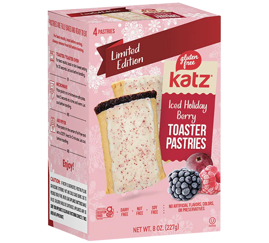 Katz Gluten Free Iced Holiday Berry Toaster Pastries