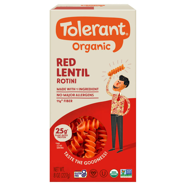 Tolerant Organic Red Lentil Rotini Pasta