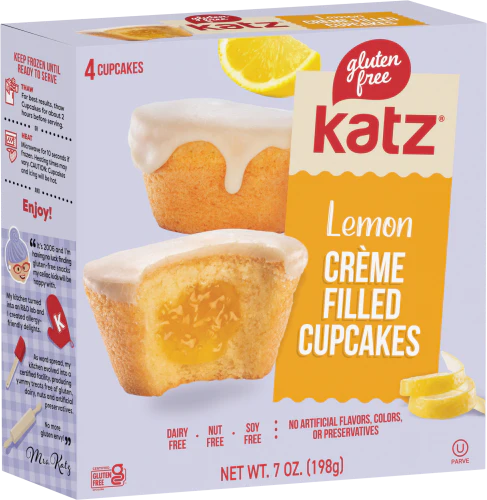 Katz Gluten Free  Heavenly Crème filled Cupcakes - Lemon