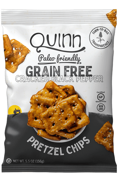 Quinn Paleo Friendly Grain Free Preztel Chips- cracked black pepper