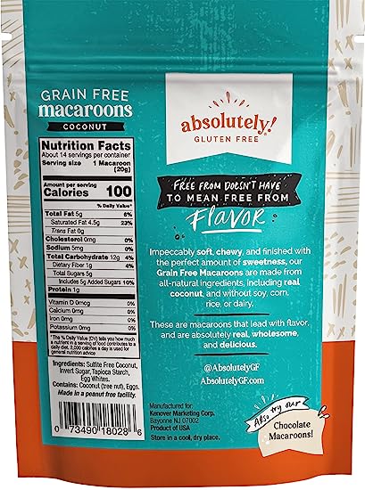 Absolutely Gluten Free "GRAIN FREE" Coconut Macaroons - 2 Pack