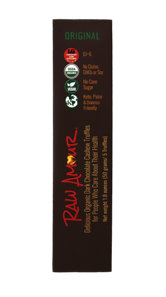 Raw Amour Organic LOW GLYCEMIC Original Chocolate Truffles - 2 Pack