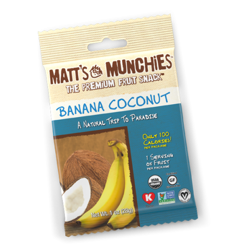 Matts Munchies Premium Fruit Snack - Banana Coconut   CASE Of 12  ~NEW FLAVOR~