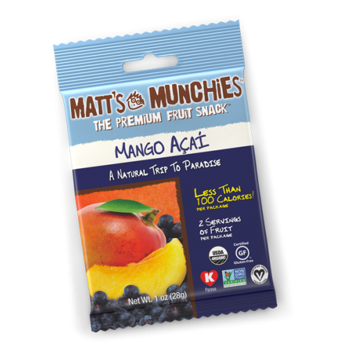 Matts Munchies Premium Fruit Snack - Mango Acai  CASE Of 12